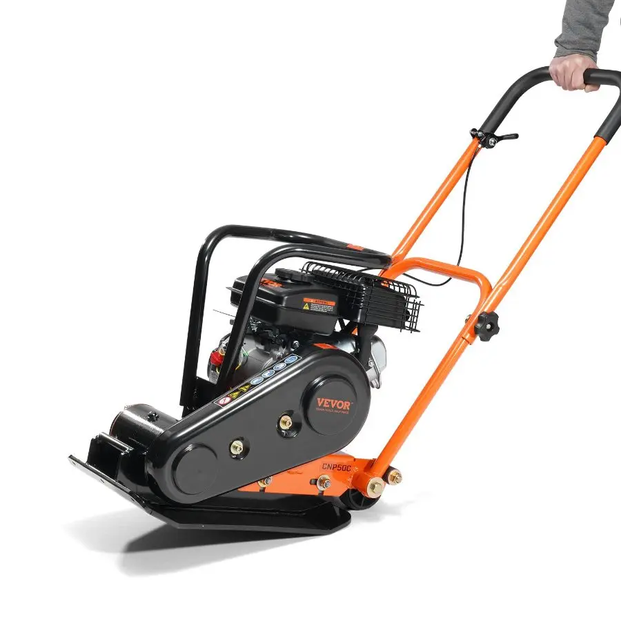 fathersdaygift VEVOR Plate Compactor, 2.8 HP 98CC Gas Engine 5, 250 RPM, 1, 920 lbs Force Vibratory Compaction Tamper with 18.7x 11.8 inch Plate for Walkways, Patios, Asphalts, Paver Landscaping, EPA Compliant
