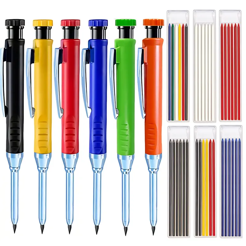 Solid Carpenter Pencils Set, Mechanical Drawing Pencils, Construction Pencils, Includes 36pcs 2.8mm Refills & Long Nose Design, Ideal for Precision Marking & Detailed Work