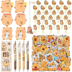 91 count Capybara Stationery Set, Cute Capybara School Supplies, Stationary  Set with 4 Gel Pens 1 Titanium Steel Bookmark 6 Sticky Notes 50 PVC Stickers 30 Push Pins for Girls  Teens