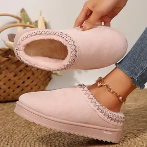 Women's Slippers Platform Mini Boots Slip-On Snow Boots for Warmth and Fashion - Short Design Shoes for Indoor and Outdoor