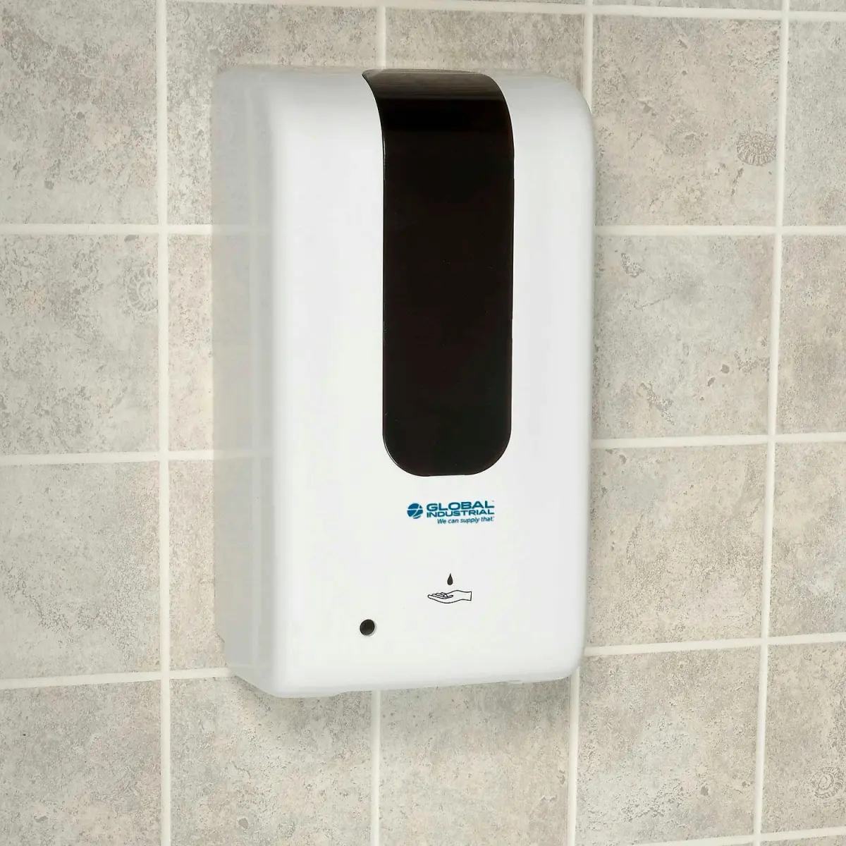 Global Industrial 695750 Automatic Hands-Free Contactless Sensor Soap & Hand Sanitizer Dispenser - 1200 ml Plastic, ABS, External On/Off Switch, White