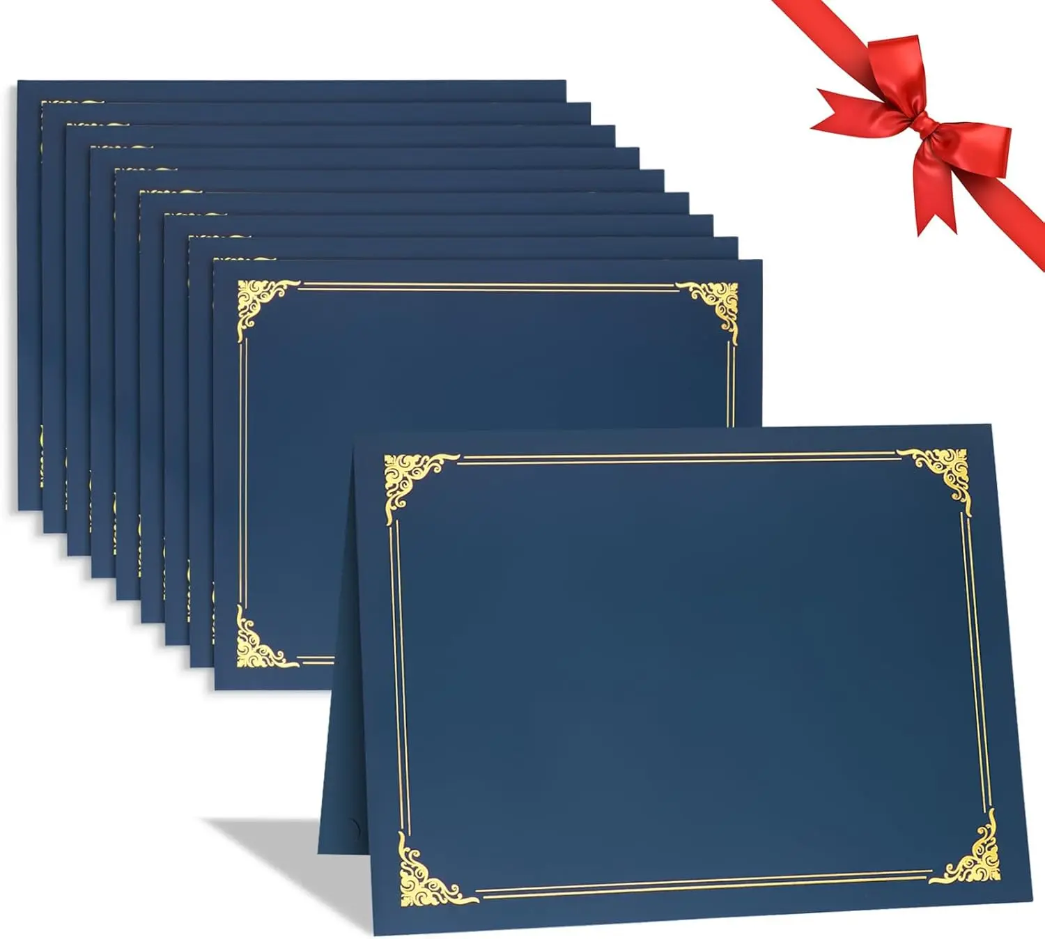 10 Packs Certificate Holders, Navy Blue Certificate Covers, Diploma Holders | Certificate Folders with Gold Foil Border for Letter Size 8.5" x 11" Certificates, Diploma, Documents, Award Cover