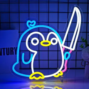 Penguin Neon Sign Led Neon Lights Neon Signs for Wall Decor Light Up Sign for Birthday Party Club