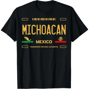 [100% Cotton] Michoacan Mexico License Plate Aesthetic, Michoacan T-Shirt Summer Streetwear Casual T-Shirt For Men And Women