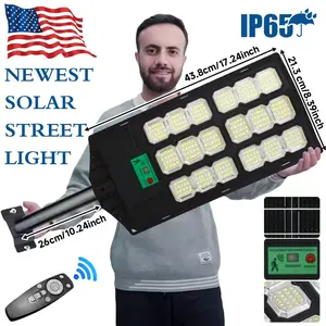 cvcpbu Newest Outdoor Solar Lights, IP65 Waterproof Eco-Friendly 360 SMD LED Street Light with Motion Sensor, Remote Control, Adjustable Angle & Dusk-to-Dawn Function for Commercial Areas