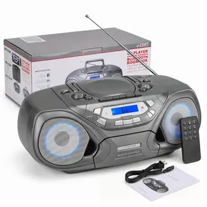Portable CD Player Boombox Bluetooth with Cassette Player All in one Powerful Stereo Boom Box CD Player for Home Mega Bass Reflex Speakers, Radio/USB/MP3/AUX Input with Backlight LCD Display