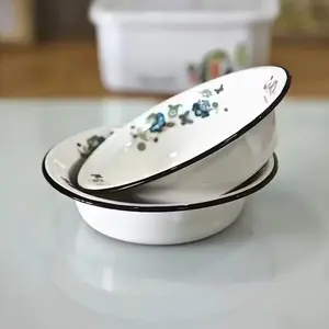 2PCS Retro Old-Fashioned Enamel Basin – Thickened Style for Household Mixing & Kitchen Washing Supplies Vintage Glass Bowl Tableware.kitchen accessories.funky kitchen supplies, Kitchen Accessories