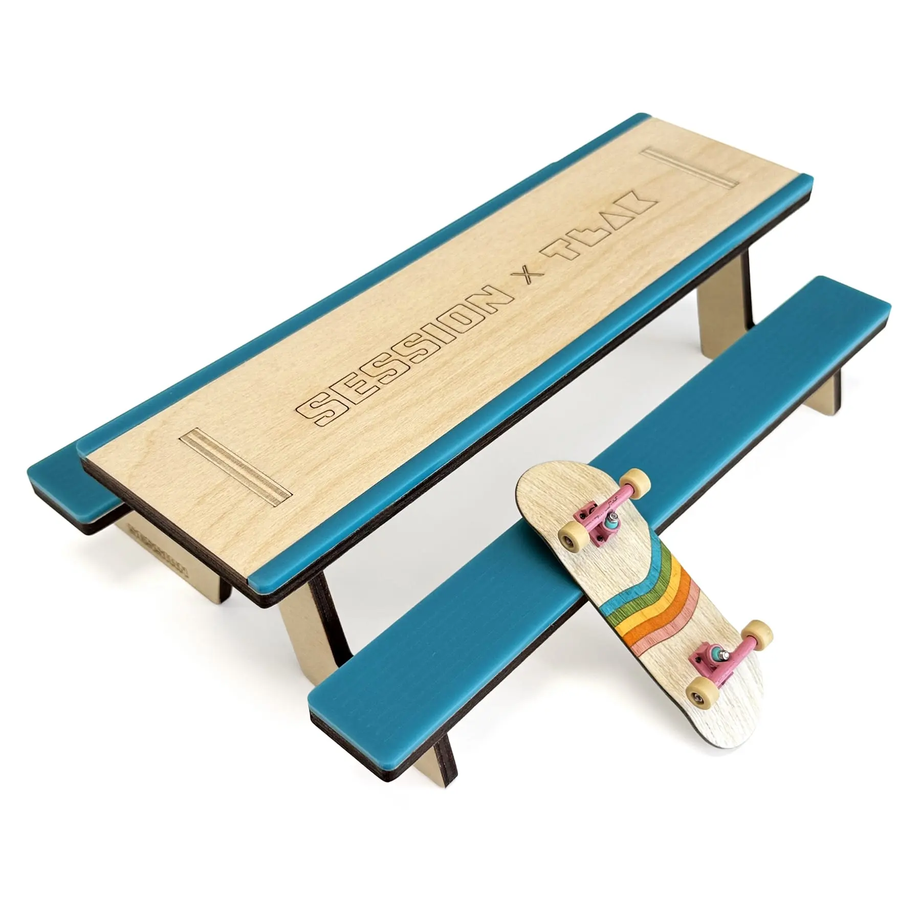 The Picnic Table - Wooden Fingerboard Obstacle with Acrylic Coping and Surfaces