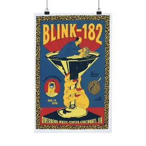 Vintage Blink-182 Riverbend Music Center Concert Poster - August 10, 2016 - Retro Pop Art Print