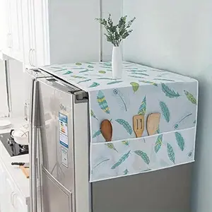 Refrigerator Dust Cover with Storage Bag Washable Printing Multi-purpose Household Washing Machine Cabinet Dust Protection Cover Random pattern