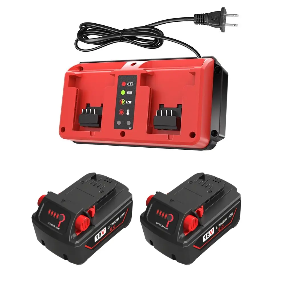 【DealsForYouDays】2 Packs 8.0Ah M18 replacement Batteries with charger for Milwaukee 18V Battery Lithium High Output 48-11-1850 48-11-1862 48-11-1840 48-11-01828 48-11-1815 for M18 Tools