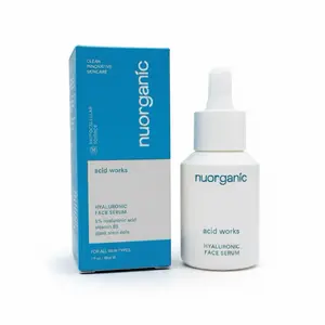 Nuorganic Acid Works Hyaluronic Acid Face Serum Organic Ingredients for Superior Skin Hydration Anti Aging Skincare Treatment 30 ml