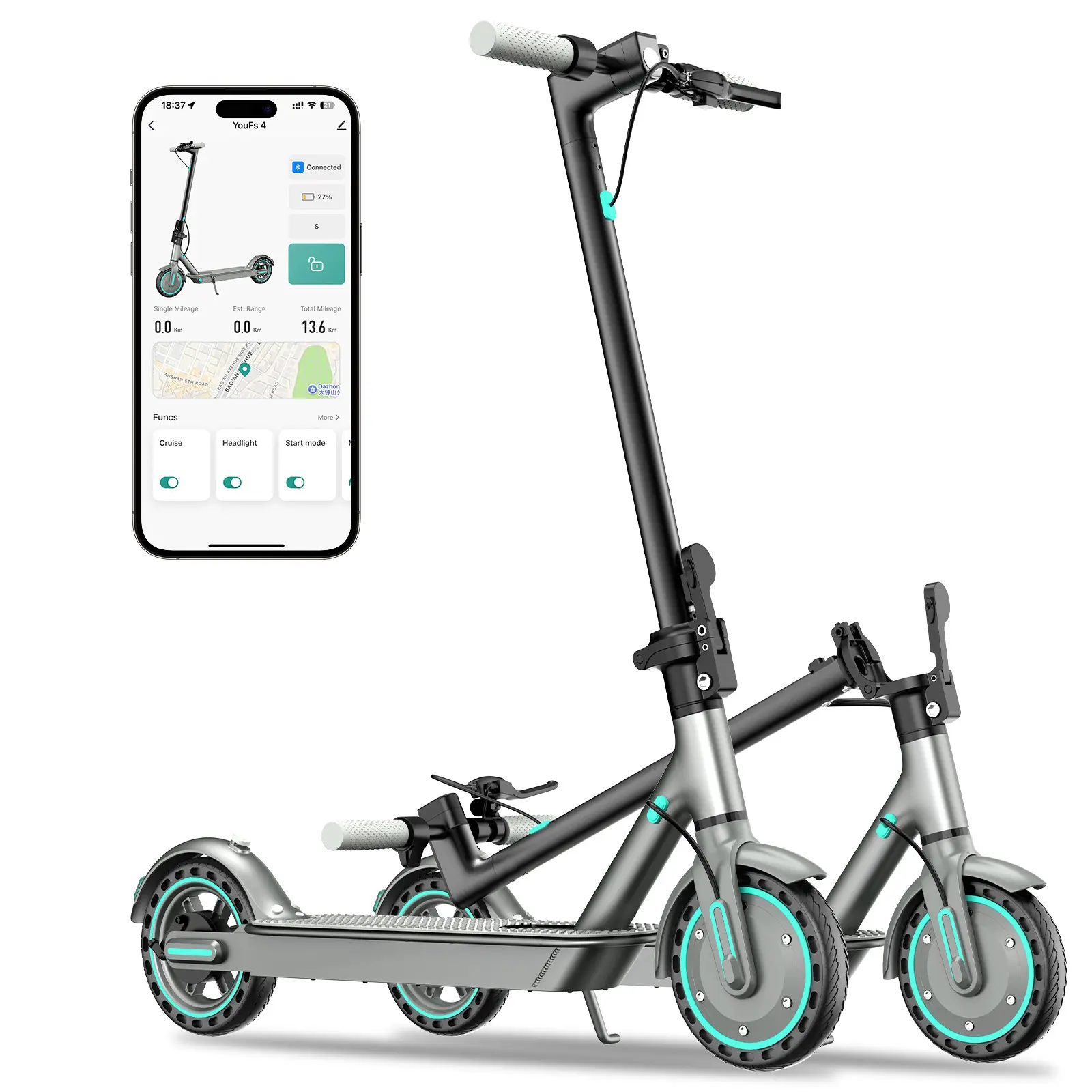 2026 US Unisex Modern Folding Electric Commuter Scooter for Adults, Outdoor/Cool Tech Gadgets, 350W Motor, 19 MPH Max Speed, 20-25 Mi Range, 8.5" Solid Tires, Adjustable Speed, Foldable, Dual Brake, Free Fast Charger, App Control, 120kg Capacity tiktoksho