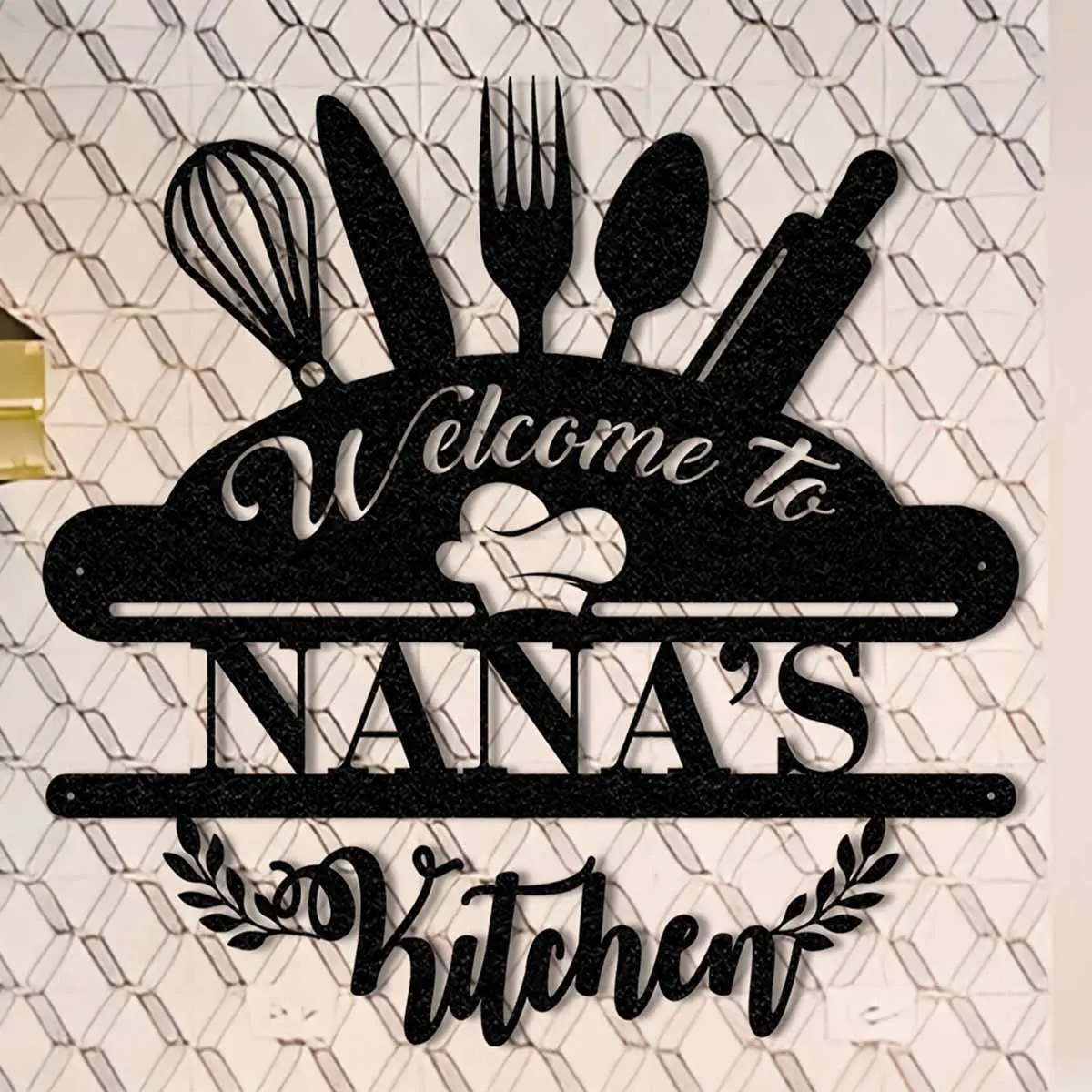 Kitchen Themed Letter Pattern Vintage Metal Sign, Reusable Welcome Kitchen Sign, Decorative Wall Sign, Vintage Plaque Decor, Wall Decor for Home Kitchen Restaurant, Housewarming Gift Ideas