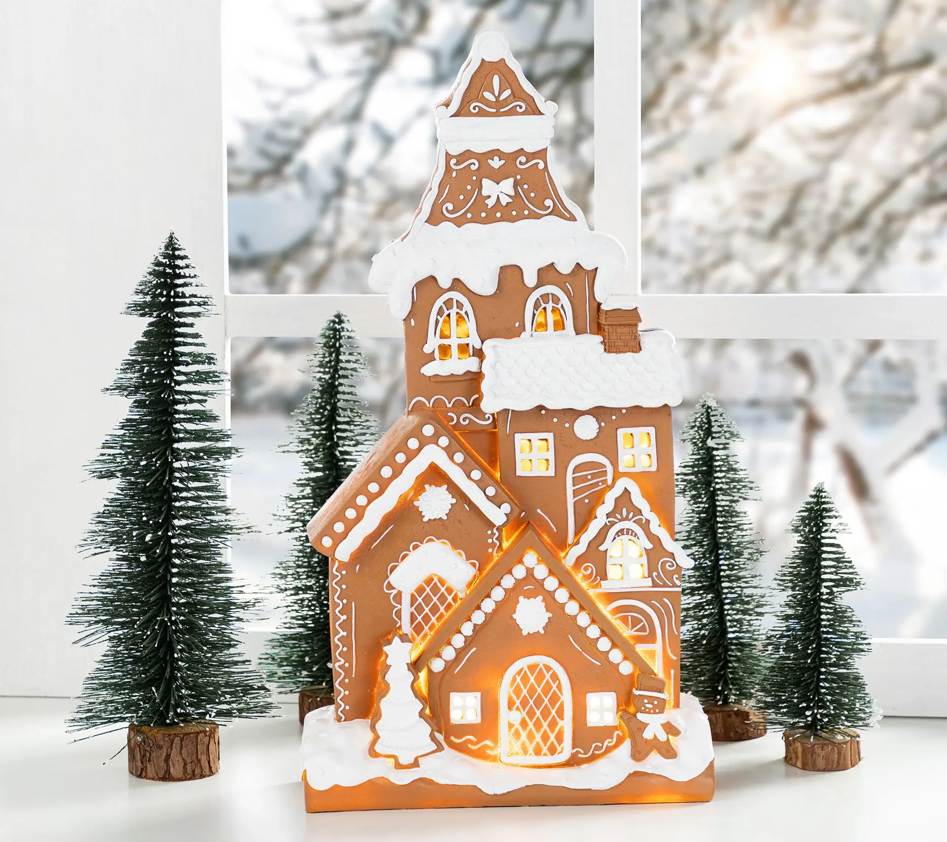 Glitzhome 18"H Christmas Lighted Gingerbread House Table Decor