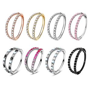 Oufer 20G Double Hoop Hinged Segment Nose Ring 316L Stainless Steel for Conch, Nose Piercing, Daily Wear.