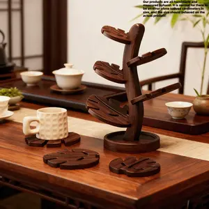 Wooden Insulation Mats Set, Tree Design Heat Resistant Table Pads, Creative Cup Holders, Kitchen Decor, Kitchen Decorative Placemat, Halloween Christmas Gifts