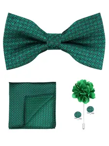 Men's Bow Tie Set Including Hanky Cufflinks Brooches, Casual Elegant High-End Accessory for Friend Gatherings, All Seasons Wear Polka Dot Tie Floral Print Tie