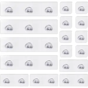 16-Pack Shower  Adhesive Replacement, Transparent Adhesive Hooks Stickers,  Hook Strip for Shower  Basket Shelf, Soap Holder, Bathroom Storage Racks and Kitchen Racks