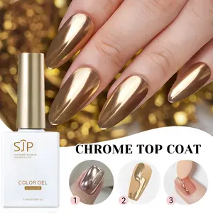 15ML Chrome Top Coat Gel, LED Curing UV Nail Gel Super Bright Mirror Finish, DIY Nail Polish Long Lasting Alcohol-Free Formula, Professional Chrome Top Coat Gel, Gel Topcoat