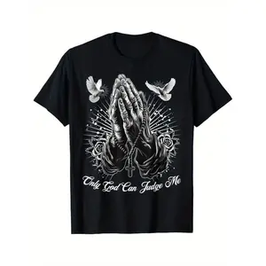 Only God Can Judge Me Prayer Hands Chicano Tattoo Doves T-Shirt