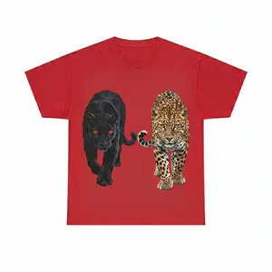 A-Summer Apparel: "Jungle Wild" Animal Print Unisex T-Shirt (Black Panther & Leopard) — Suitable for Men & Women — Comfortable Pure Cotton Short-Sleeve Tee