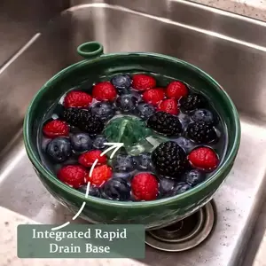 Automatic Rotating Berry Bowl, Ceramic Fruit and Vegetable Washer with Draining Function, Efficient Cleaning Tool for Kitchen Use, Spinner Bowl