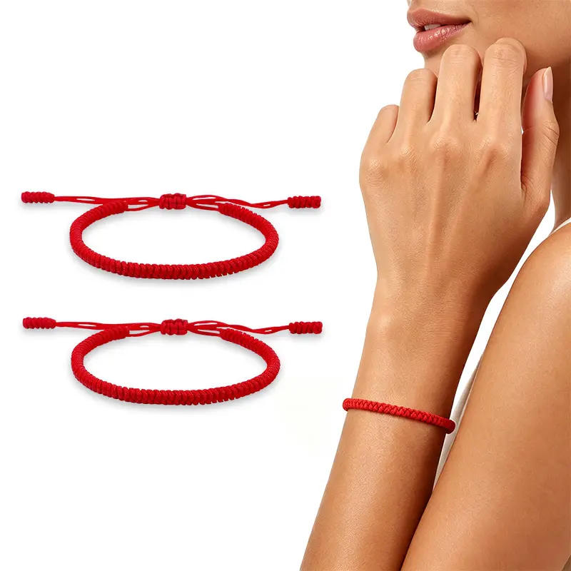 2 PCS Best-Selling Red String Bracelet | Adjustable Size (6–9.5 inches) Red Protective Bracelet, Hand Woven Kabbalah Style Vajra Knot Bracelet; Unisex, Suitable for Daily Wear