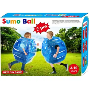 2 Pack inflatable bumper for kids, bumper bounce ball for Kids, kid sumo Balls, Lawn game ball for child outdoor team gaming play for 3-12 ages (24 inch, blue+blue)