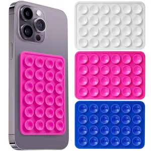 2Pack Silicone Phone Sticky Grip, Suction Phone Case Mount for iPhone and Android, Hands-Free Sticky Cell Phone Grip, Mobile Fidget Mirror Holder for Selfies and Videos