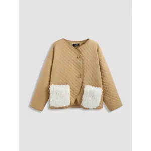 Cider [size 4-8] Collarless Geometric Pocket Puffer Jacket