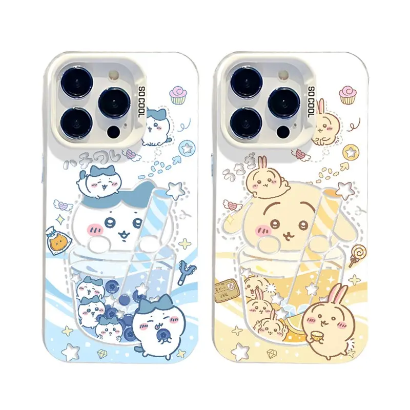 Chiikawa Hachiware Usagi Cute Anime Smartphone Case - Eco-Friendly TPU Flexible Shell, Sweet Pastel Cover with Camera Protection for iPhone 17/16 Pro Max/15/14 Plus/13/12/11, Anime Fans' Birthday Gift