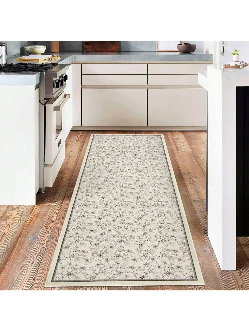 【Christmas Gift】Beige-9*12 feet Floral Area Rugs Boho Style Washable Low Pile Non Slip Indoor Carpet For Nursery Playroom Bedroom Living Room