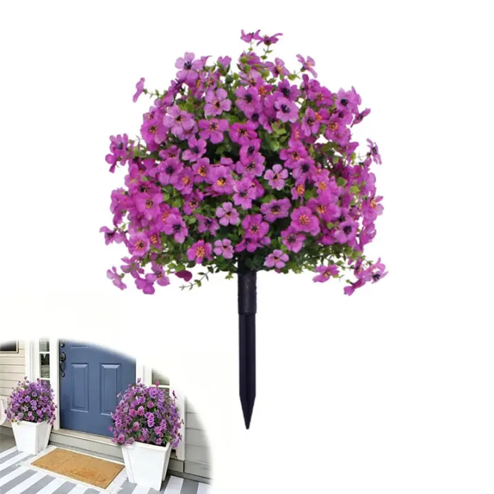 Vibrant plastic artificial flowers, artificial daisies with eucalyptus leaves and artificial boxwood greenery, suitable for indoor and outdoor decoration, gardens, doorways, balconies and other home furnishings.