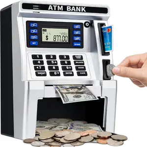 Piggy Bank for Kids, ATM Machine Bank for Real Money with Debit Card, Bill Feeder, Coin Recognition, Balance Calculator, Electronic Savings Safe Box, Cool Stuff Toys Gifts for Teen Boys Girls Decor Set