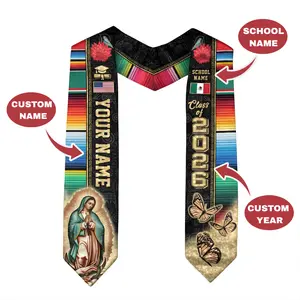 [Made-To-Order] Personalized Mexican Graduation Sash Guadalupe Stole, Custom Mexico Graduation Stole 2026, Hispanic Sash Gift for Student , Mixed Flag Graduation Scarf Perfect Grad Gift for Daughter or Son