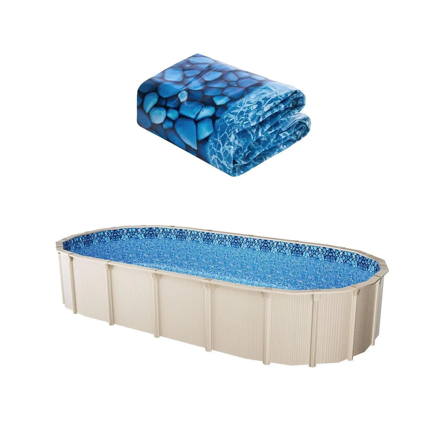 【SummerFinds】Oval Pool Liner 18x33ft Unibead Style Pool Liner 52in Wall Height Durable