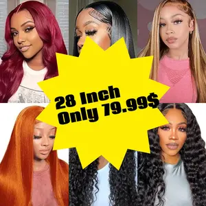 TU【28 Inch Only $79.99】13x4 Body Wave 4/27 & 99J Color Wig LaceFront Wigs Human Hair Lace Frontal Wig for Women180% Density Wigs