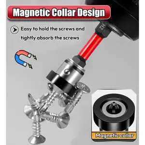 5pcs Drywall Bit Attachment with Depth Stop, PH2 Magnetic Drywall Screwdriver Drill Bits for Countersinking Drywall Screws in Plasterboard, 1/4 Inch Hex Shank Plasterboard Bit