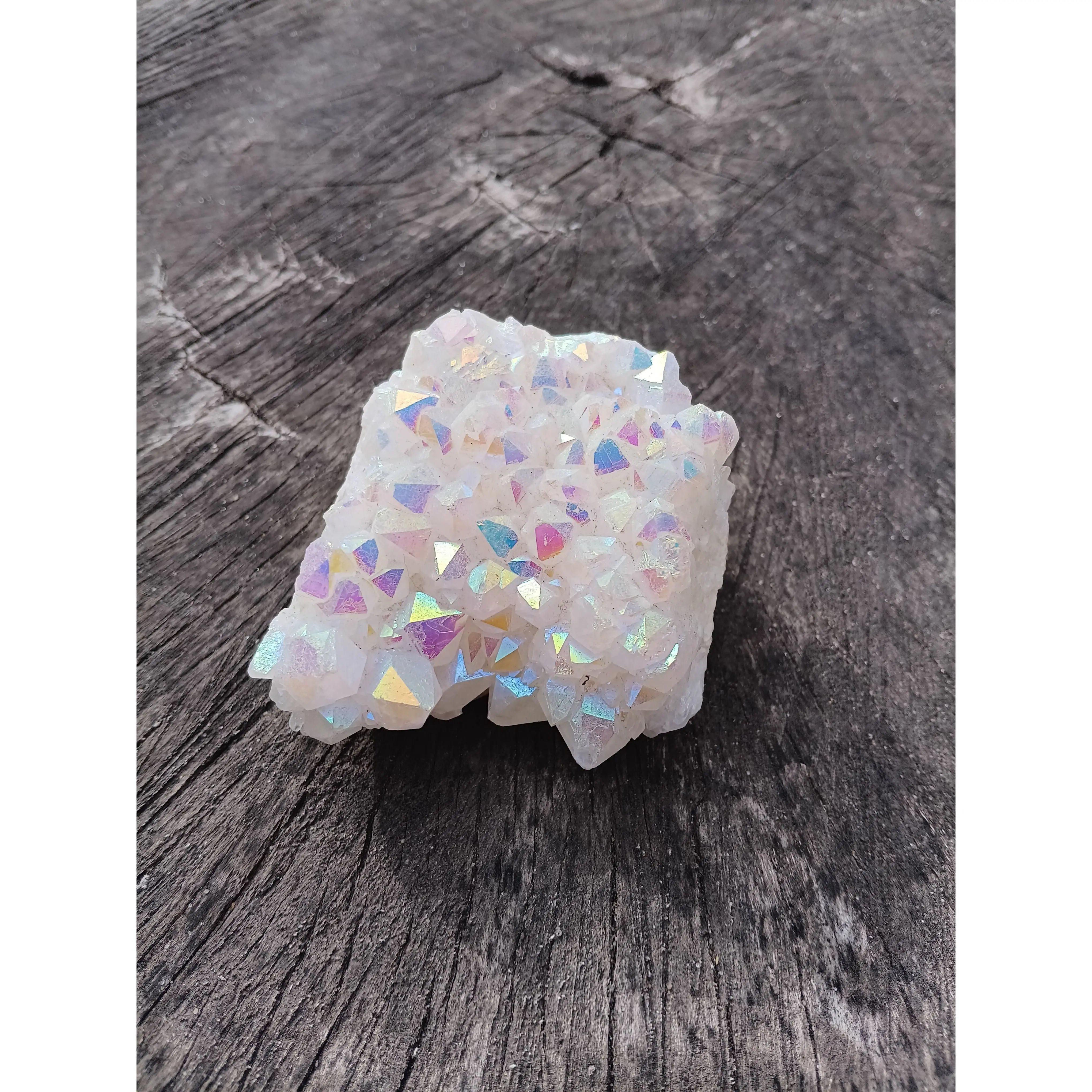 Aura Quartz Cluster – Genuine Iridescent Crystal for Energy Amplification & Decor