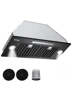 【fathersdaygift】VEVOR Range Hood Insert, 30 Inch Built-in Kitchen Vent Hood, 800CFM Steel Stove Hood, with Gesture & Touch Control, LED Light, Baffle Filters, 4-Speed Exhaust Fan, Ducted/Ductless Convertible