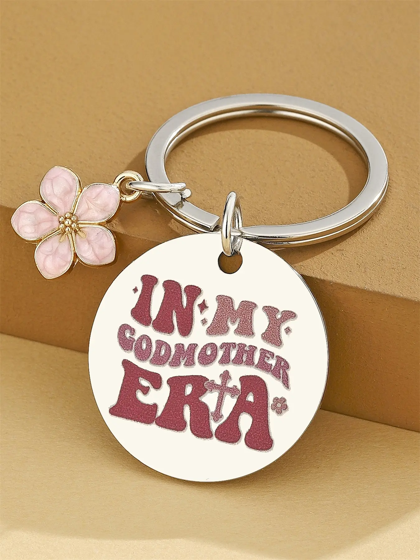 Mother's Day Gift Godmother Proposal Gift, Godparents Presents, Godmothers Gift for Women, Mother's Day, Birthday, Christmas, Stainless Steel Keychain, Floral Pattern Keychain, Will You Be My Godmom?
