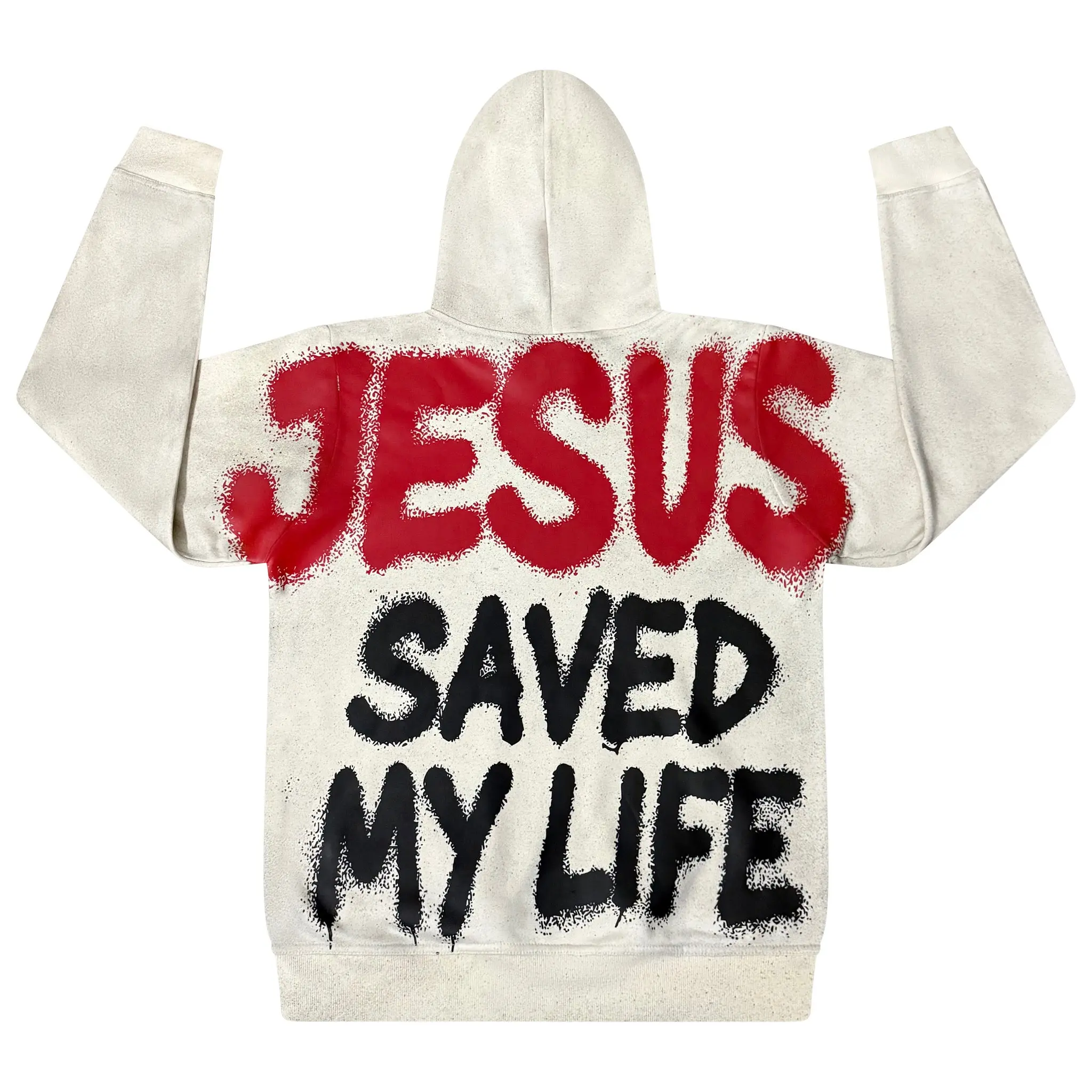 Men's Jesus Saved My Life Hoodie, Oversized Long-Sleeve Pullover Tops, Casual Menswear Sweatshirts