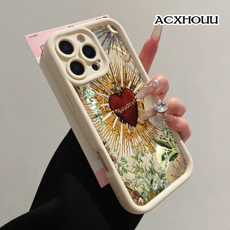 Case for iPhone 17 16 E Pro Max 15 Plus 14 13 12 11 XS XR Sacred Heart Collage TPU Silicone Rugged Durable Shockproof Protective Cover,high-definition,transparent,material