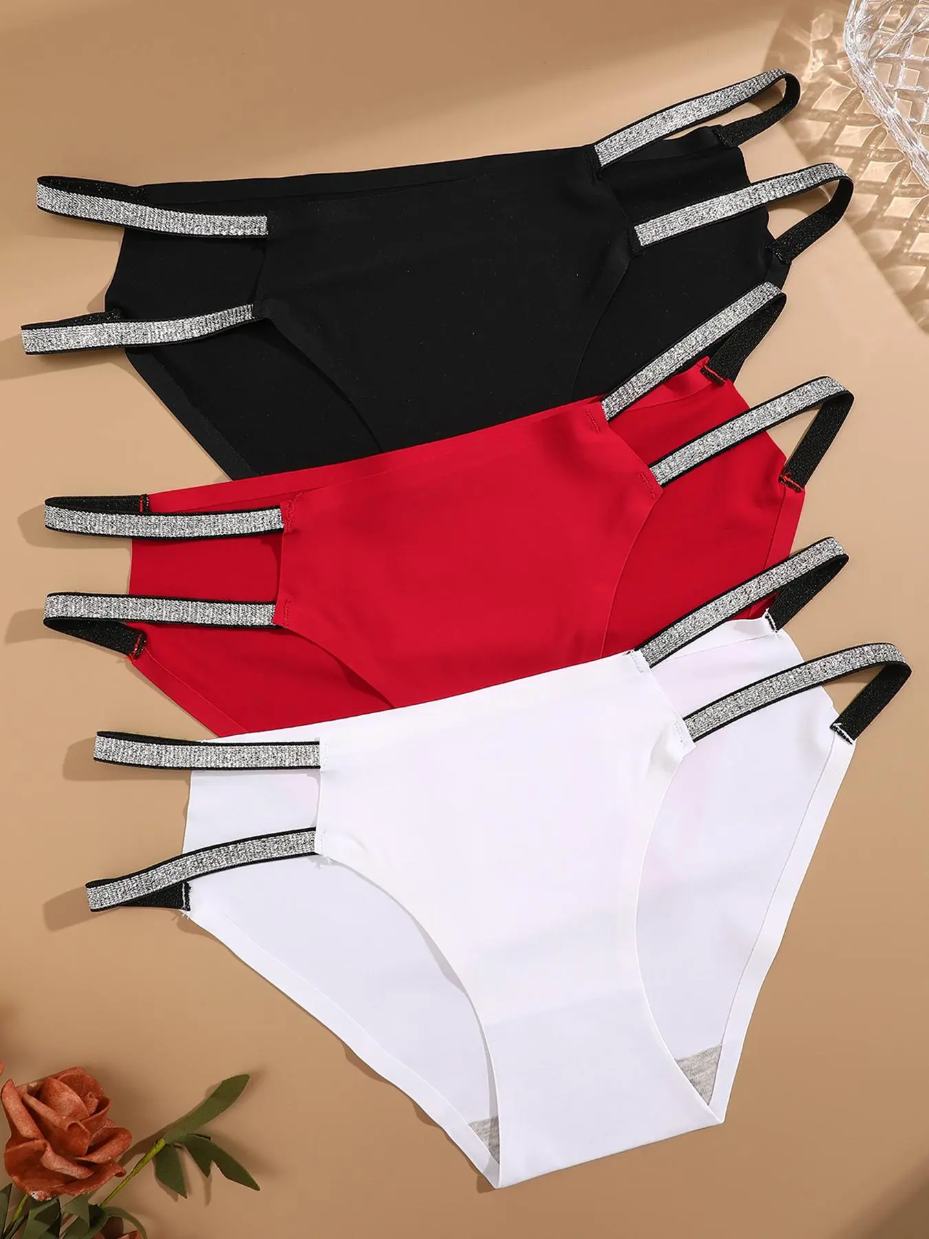 Women's Solid Cut Out Knickers, Casual Breathable Comfortable Fit Seamless Jersey Panty, Summer Wear 2024, Women's Underwear for All Seasons, Seamless Breathable Design, Intimates Panties, Everyday Wear Panties, Fashion Breathable Underwear
