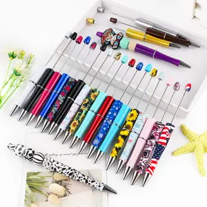 Mixed Color Plastic Bead Pen Set, 15pcs/set DIY Bead Pen, Cute Stationery for School Office Home, Art Craft Supplies DIY Gift for Students