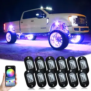 Rock Lights 4/6/8/10 Pack APP Control LED Rock Crawler Lights, Car Lighting Accessories, RGB Color Changing Car Underglow, High Brightness Neon Light Kit for Trucks Suvs Atvs IP68 Waterproof, Gift, Trailer Car UTV Underglow, Car Light Embellishments