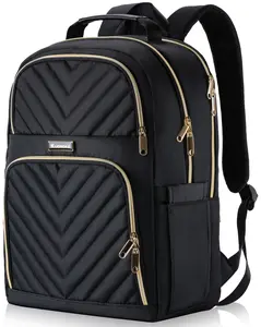 Kuosdaz Quilted Laptop Backpack for Women, 15.6 Inch Water Resistant Work Backpack with USB Charging, Stylish Travel Backpack
