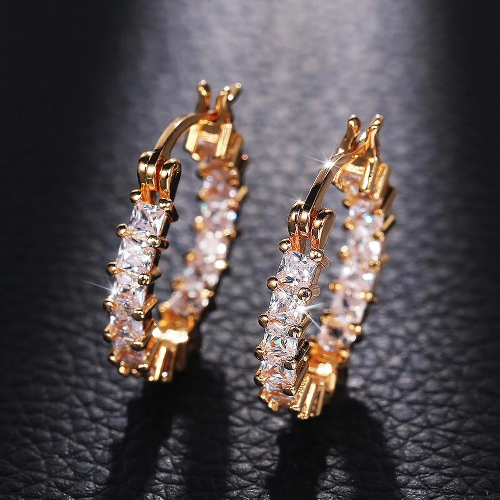 Zircon thin earrings earrings for women multi-color copper fashion daily versatile earrings for girlfriends gifts party jewelry