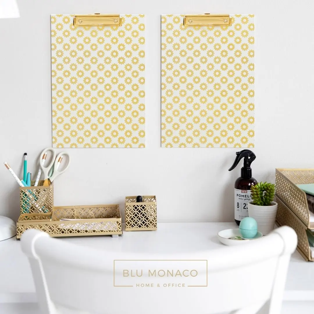 BLU MONACO Decorative Clipboard Organizer Set (4-Pack) - 9.1"x13.1" Office Filing Supplies with Gold Foil Patterns, Decoration for Kids' Christmas Wall, Whimsical Home & Room Decorations, Back to School Haul Essential, Girls